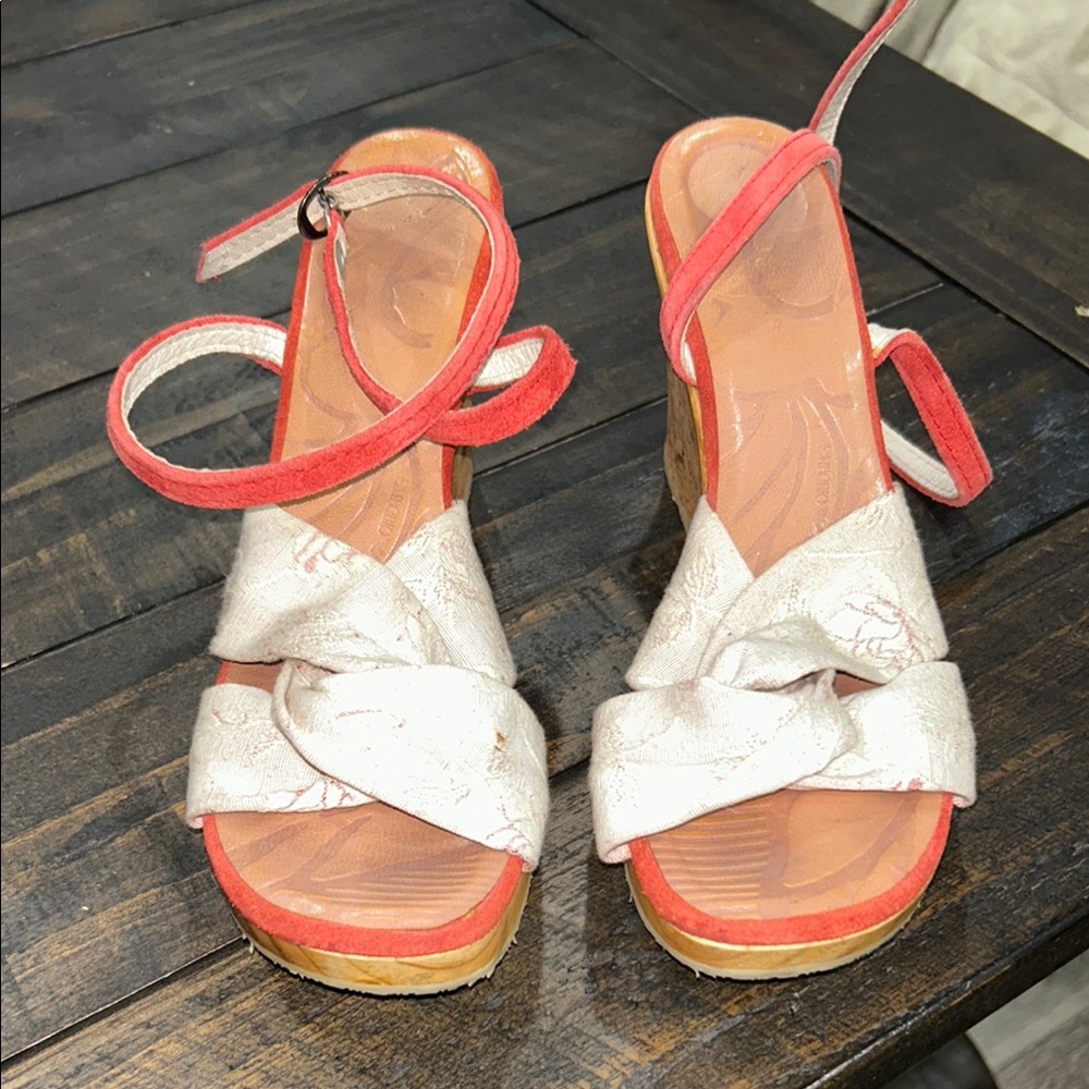 Emporio Armani Cream and Red Wedges